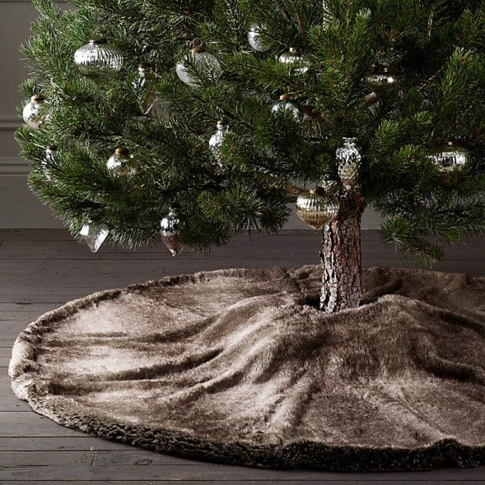 Restoration Hardware Luxe Faux Fur Mink Tree Skirt RARE!